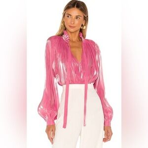 RHODE Adele Blouse in Rose Shimmer in Color Rose Shimmer Size Medium
